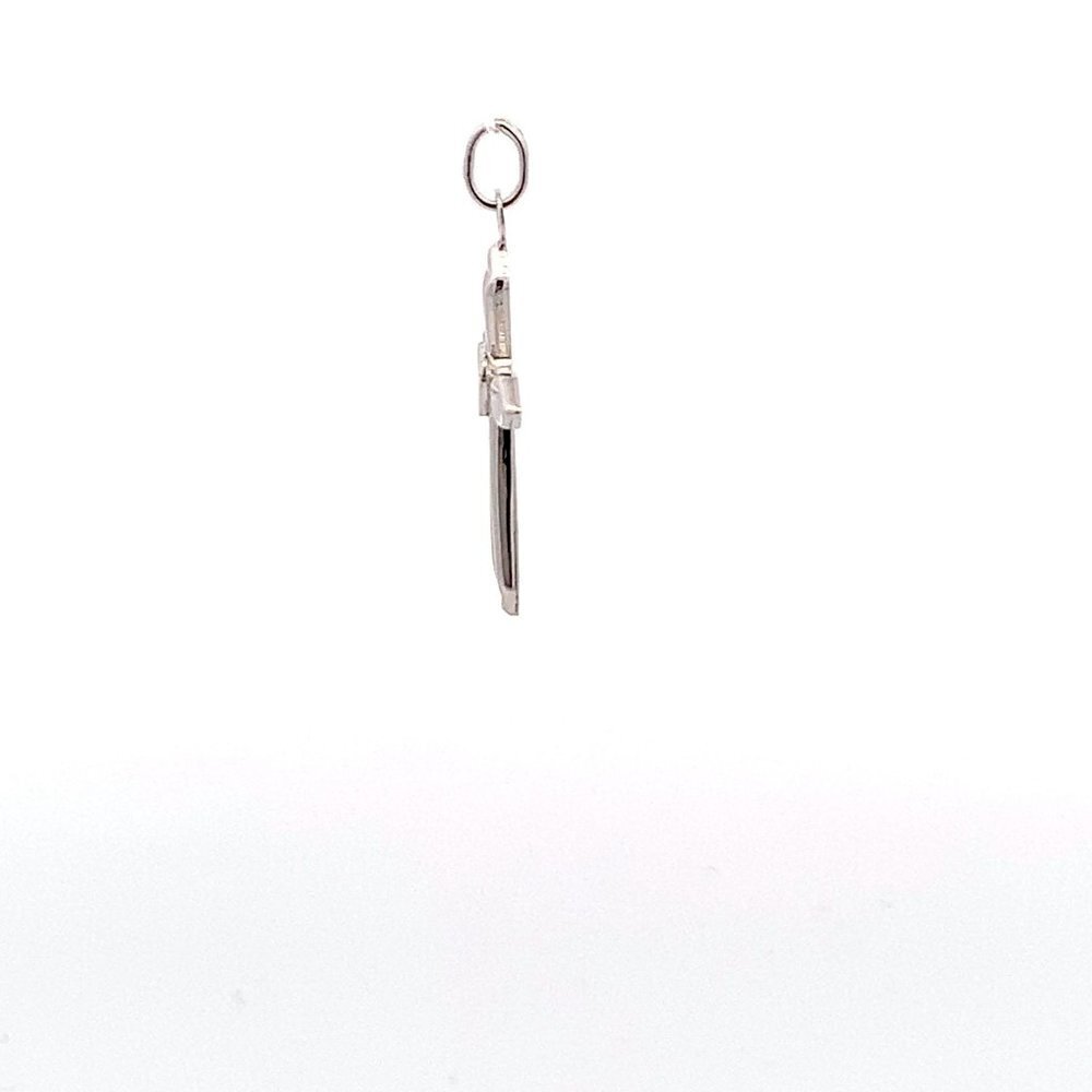 18K White Gold Pendant Cross Religious Small 0.88 grams with Defects - Picture 8 of 13